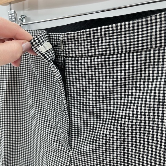 ZARA Black White Gingham Twee Straight Leg Grunge High Rise Pants Size Large - Picture 8 of 13